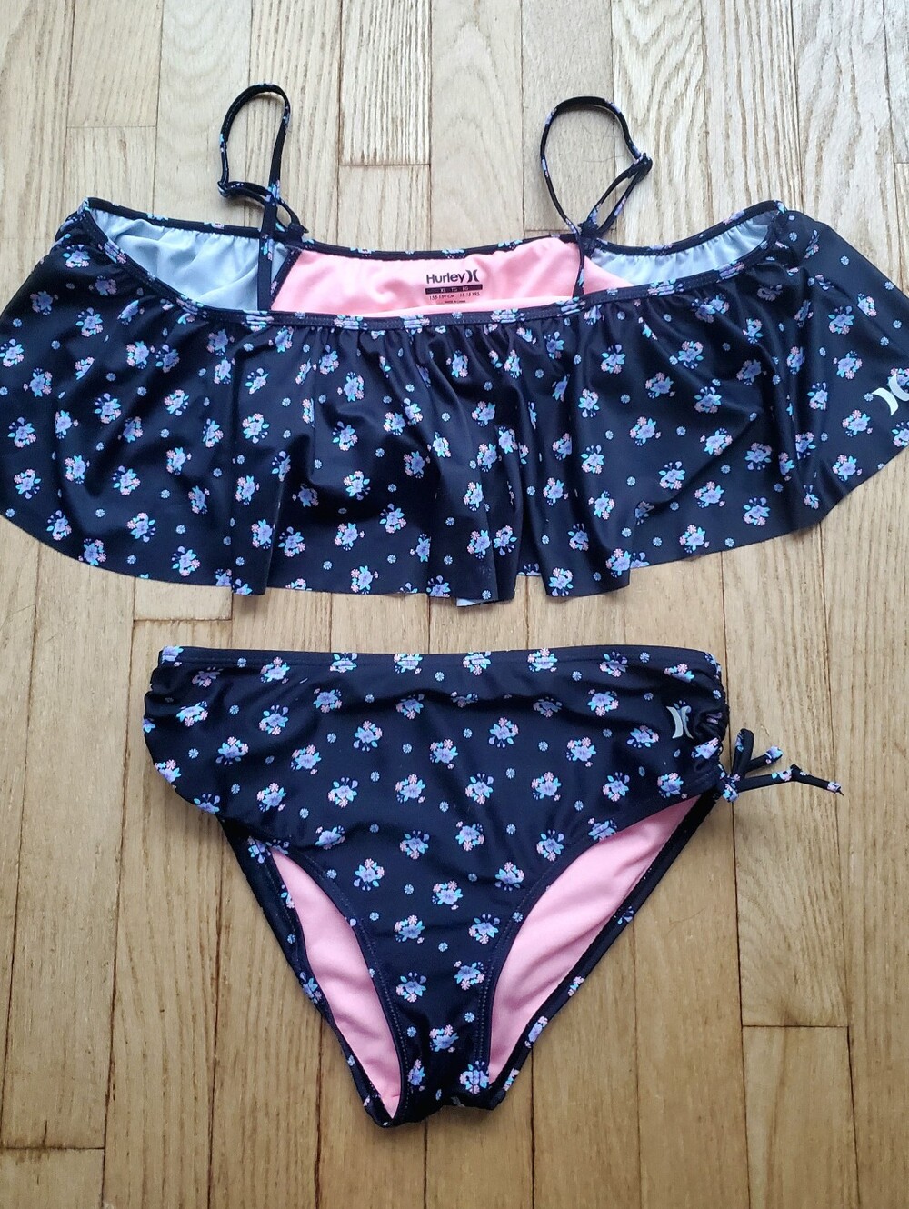 Hurley • Floral Flounce Bikini Set • Size XL • 13-15 yrs